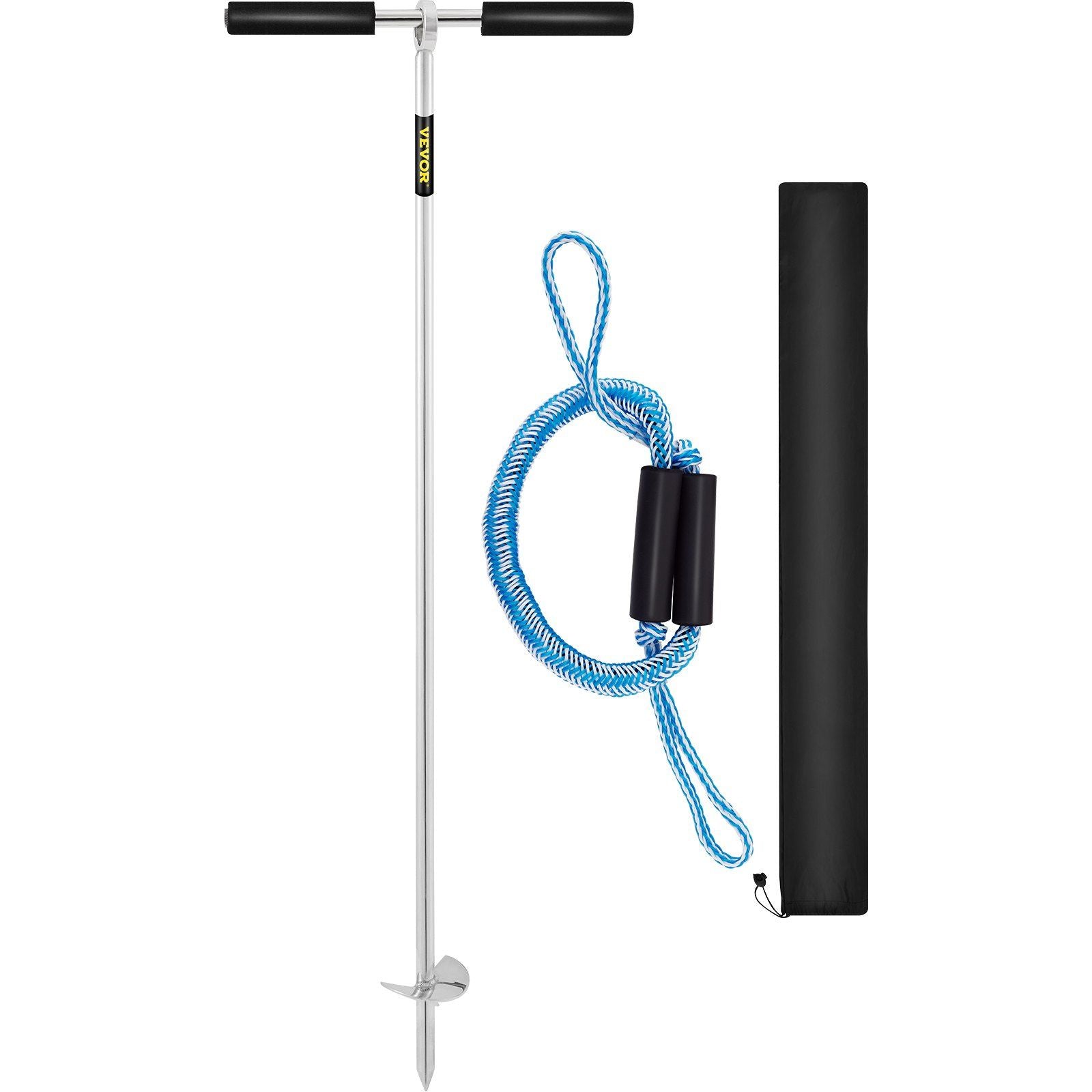 Vevor Sand Anchor, 36'' Length Auger To The Beach And Sandbar, 316 Stainless Steel Screw Anchor W/Removable Handle, Bungee Line