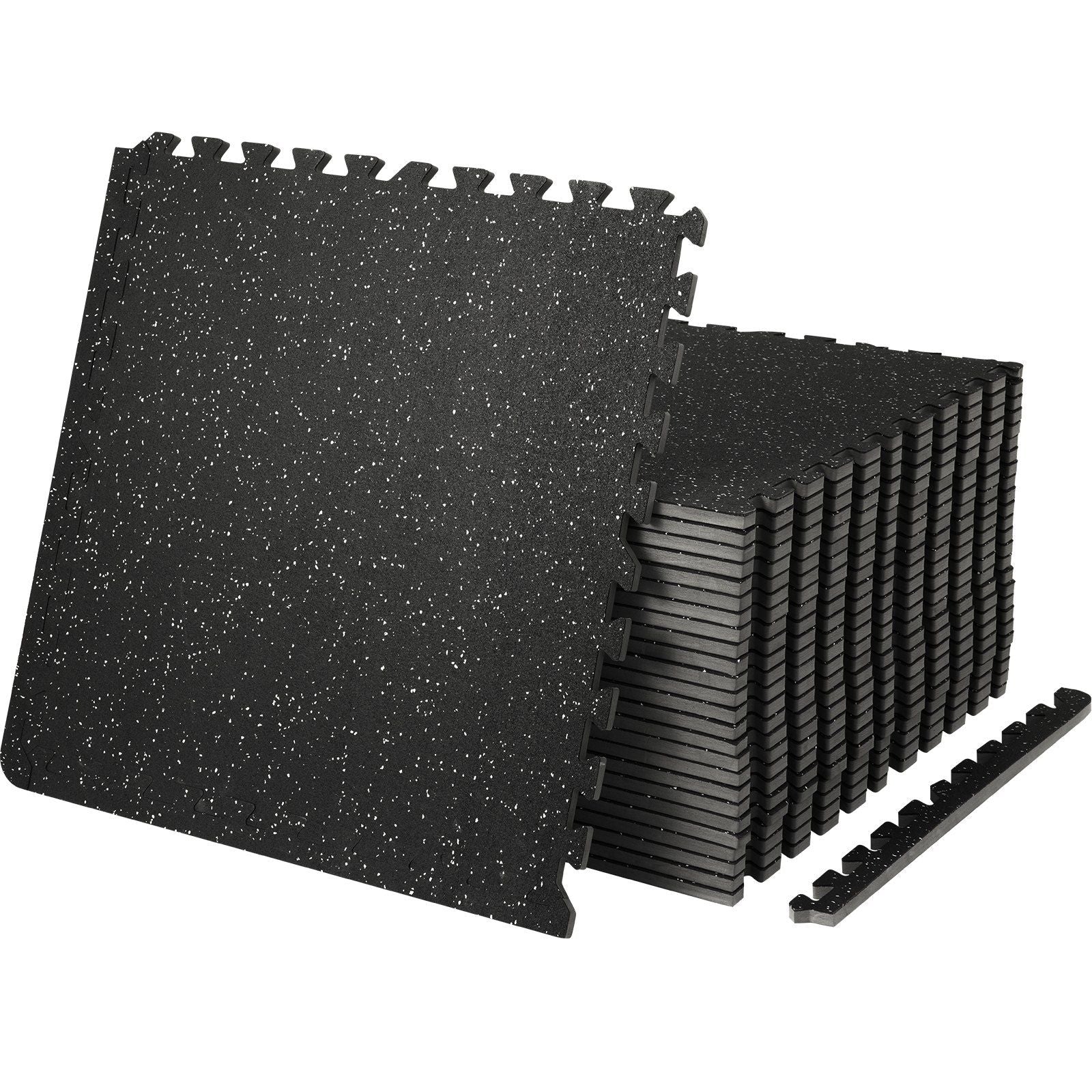 Vevor 25 Pcs 1/2 Inch Thick Gym Floor Mats, 24'' X 24'' Eva Foam & Rubber Top Interlocking Workout Floor Mats With 100 Sq.Ft Cov