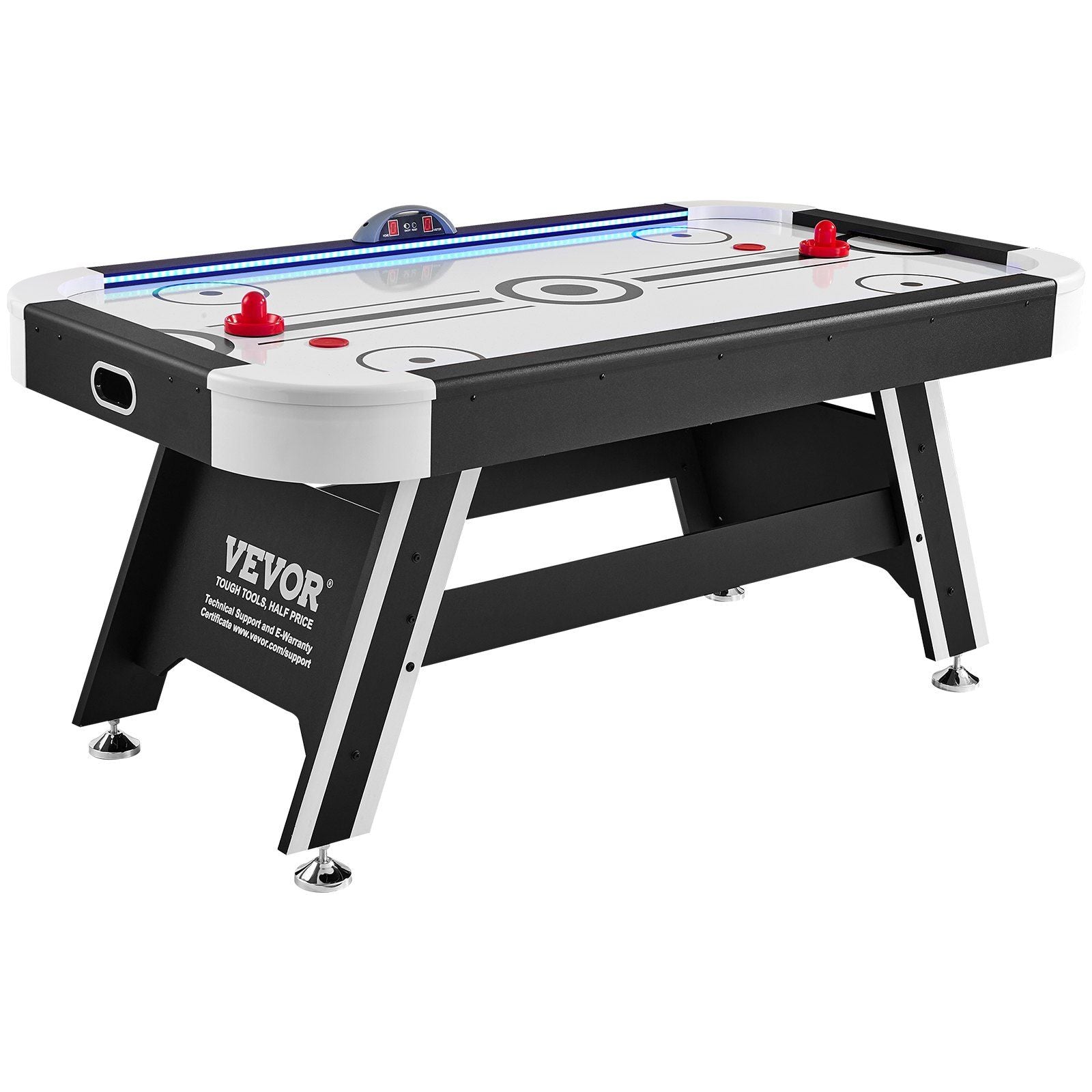 VEVOR Air-Powered Hockey Table, 72 Indoor Hockey Table for Kids and Adults, LED Sports Hockey Game with 2 Pucks, 2 Pushers, and 