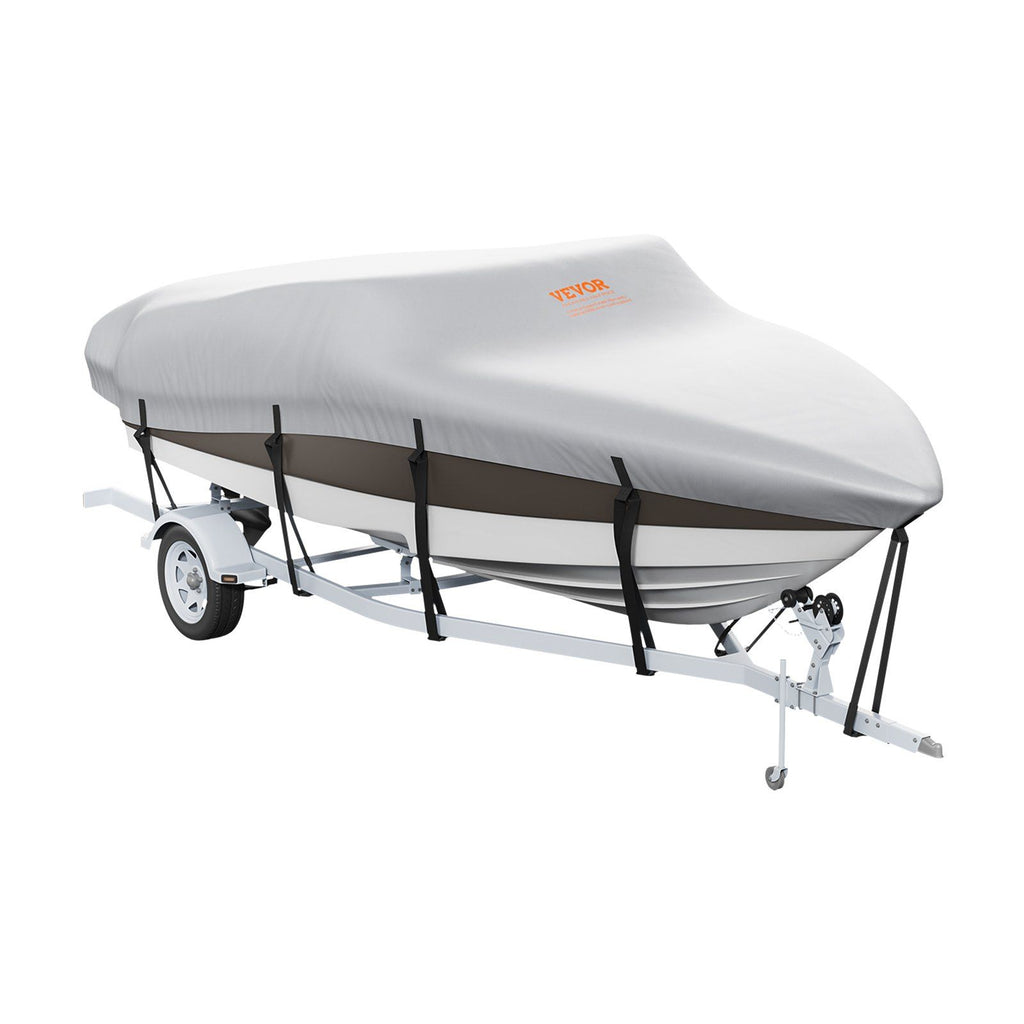 Vevor Boat Cover, 16'-18.5' Trailerable Waterproof Boat Cover, 600D Marine Grade Pu Oxford, With Motor Cover And Buckle Straps,