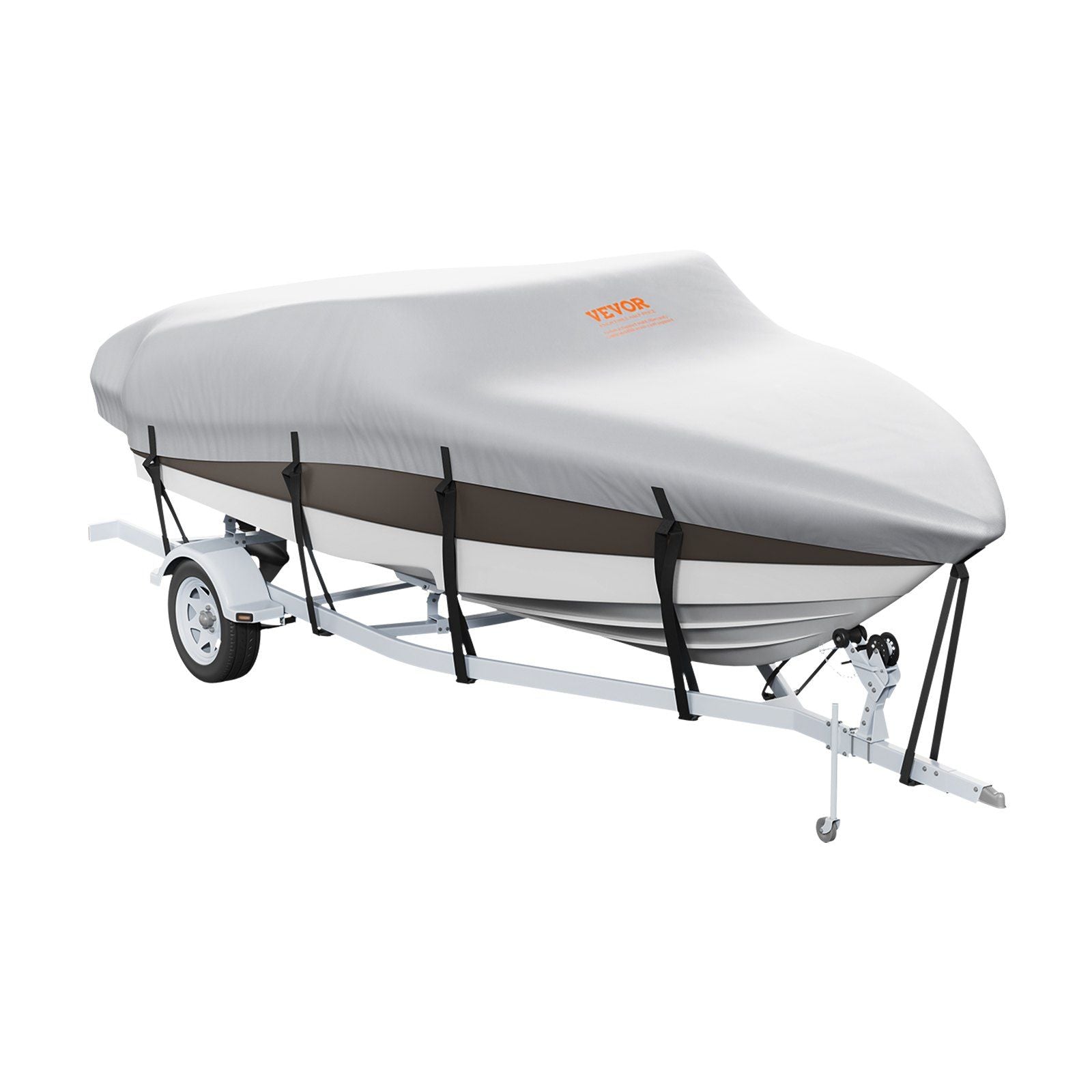 Vevor Boat Cover, 16'-18.5' Trailerable Waterproof Boat Cover, 600D Marine Grade Pu Oxford, With Motor Cover And Buckle Straps,