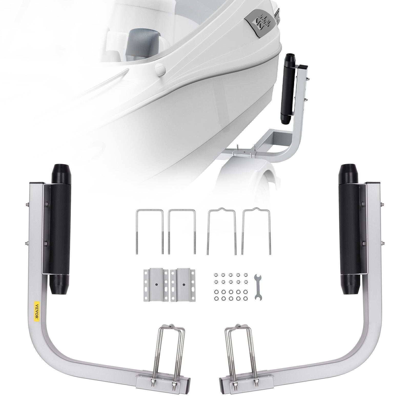 VEVOR Marine Trailer Assistant, 27.6 Flexibly Adjustable Bunk Guide-Ons, Pair of Durable Steel Support Poles, Robust Roller Gui