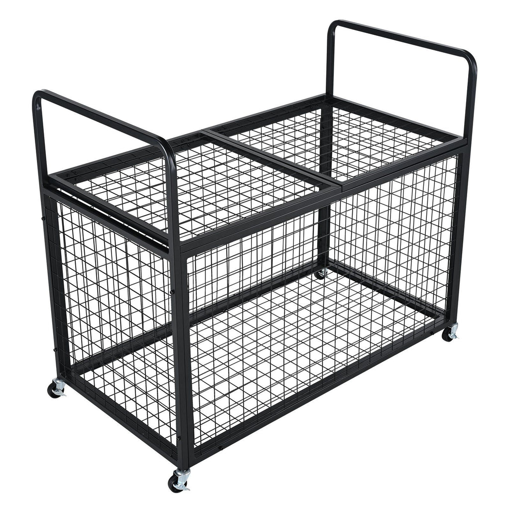 Vevor Rolling Sports Ball Storage Cart, Lockable Basketball Cage With Double Lids, Sport Equipment Holder Organizer For Indoor O