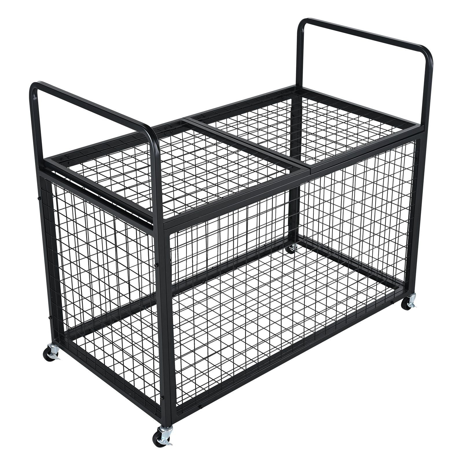 Vevor Rolling Sports Ball Storage Cart, Lockable Basketball Cage With Double Lids, Sport Equipment Holder Organizer For Indoor O