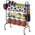 Vevor Basketball Rack, 4-Layers Rolling Basketball Shooting Training Stand, Sports Equipment Storage Organizer With Wheels, Hook