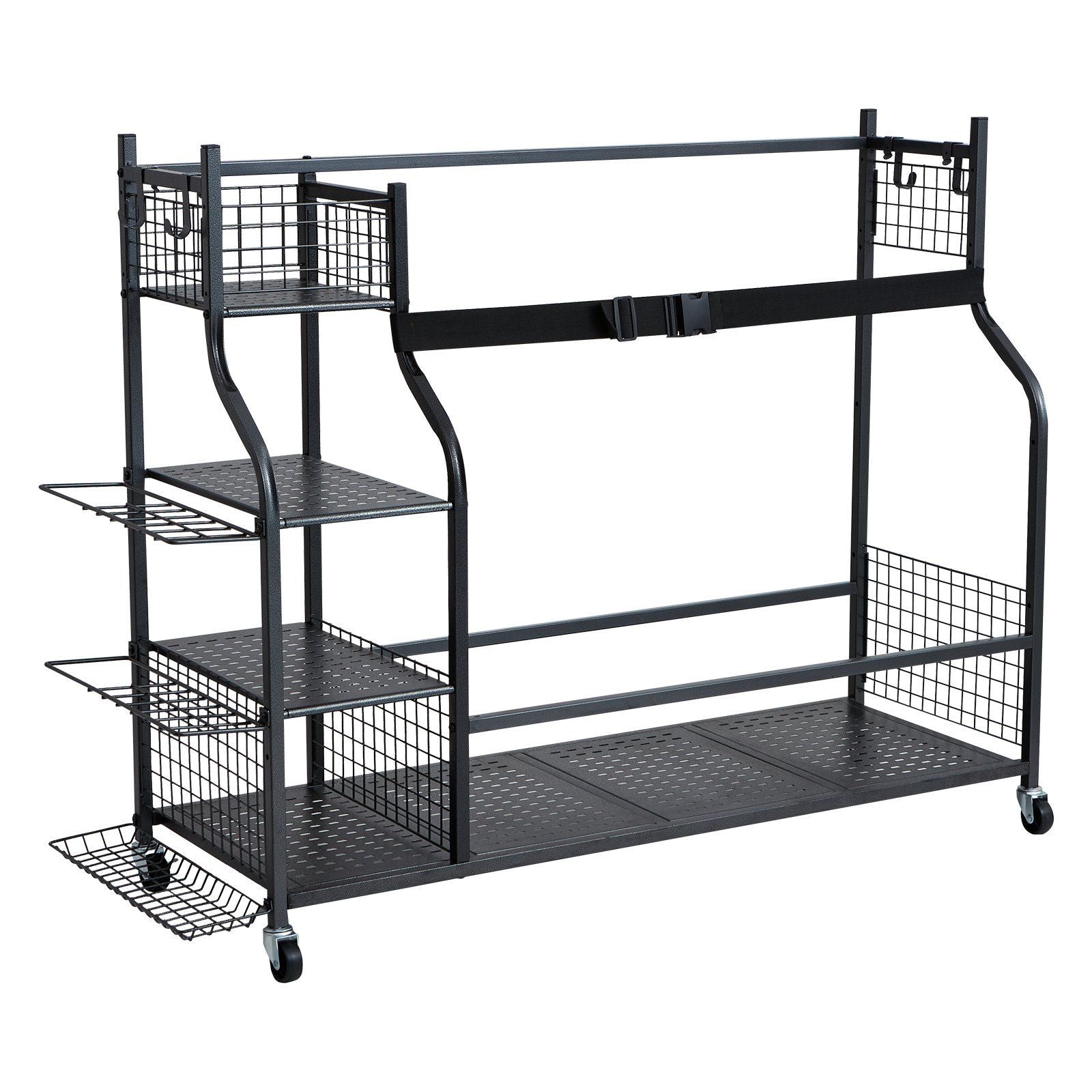 VEVOR Golf Storage Garage Organizer, 3 Golf Bag Stand Holder and Other Sports Equipment Storage Rack, Rolling Ball Cart on Wheel