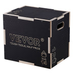 Vevor 3 In 1 Plyometric Jump Box, 16/14/12 Inch Wooden Plyo Box, Platform & Jumping Agility Box, Anti-Slip Fitness Exercise Step