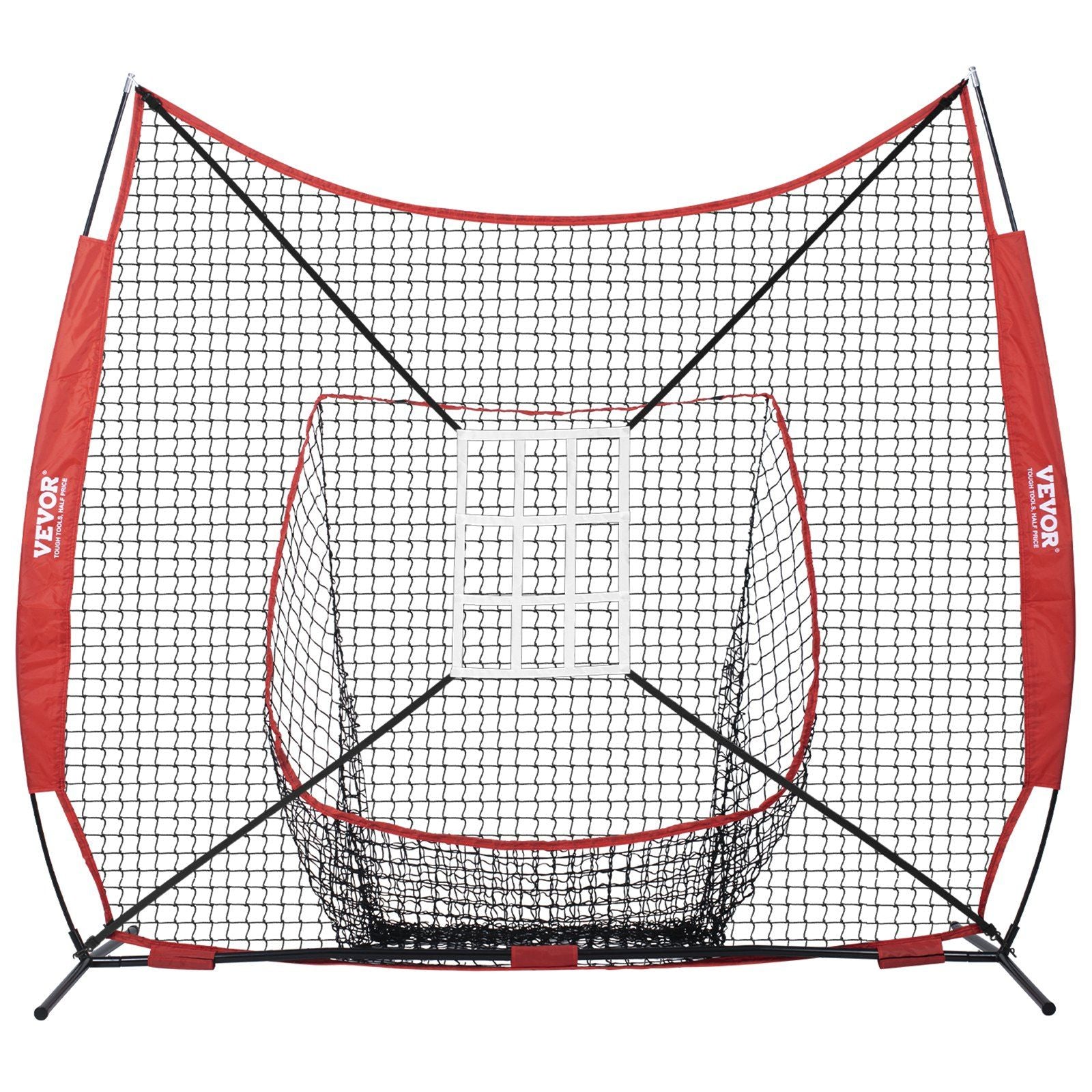 Vevor 7X7 Ft Baseball Softball Practice Net, Portable Baseball Training Net For Hitting Catching Pitching, Backstop Equipment Wi
