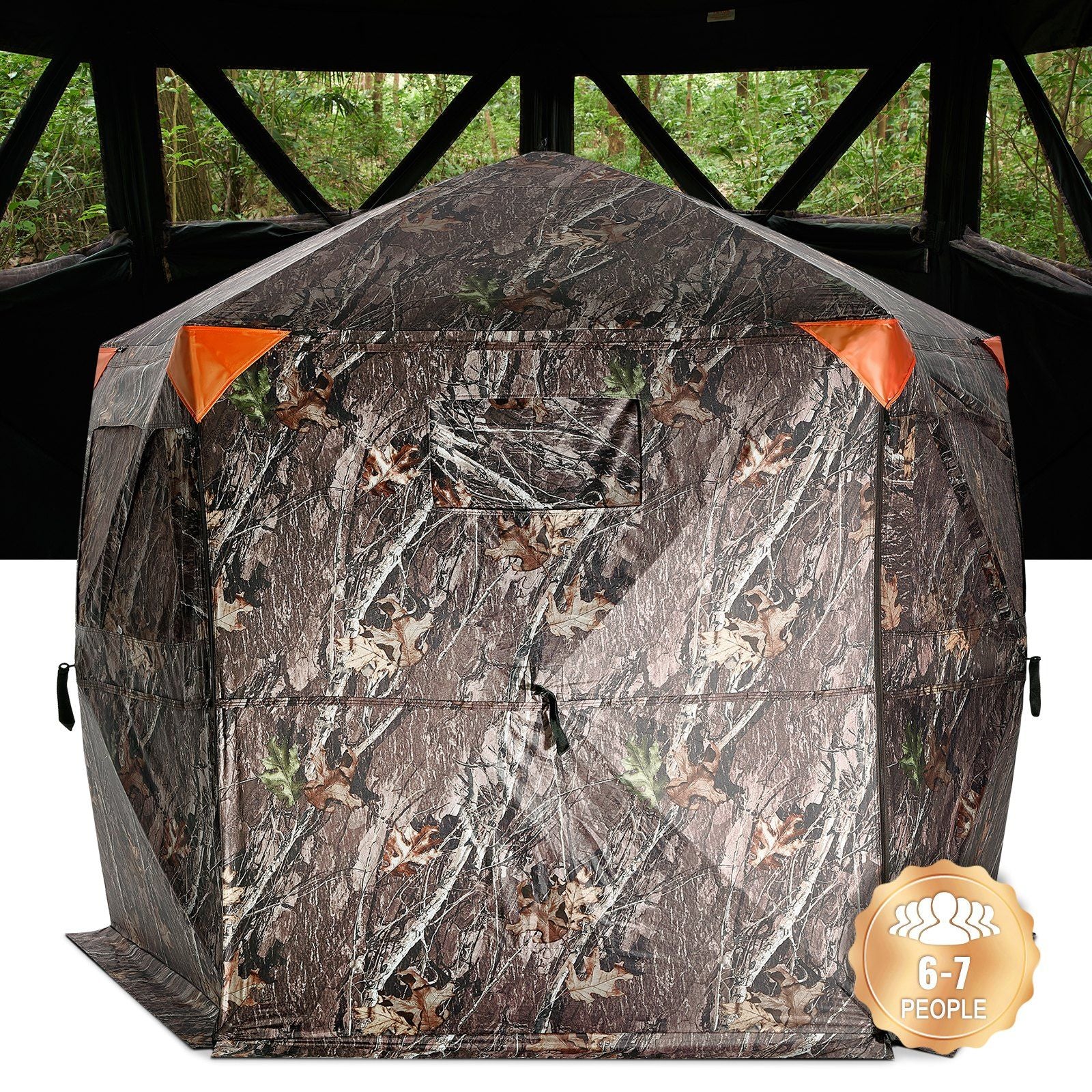 VEVOR Hunting Blind, 288 See Through Ground Blind, 6-7 Person Pop Up Deer Blind for Hunting with Carrying Bag, Portable Resilien