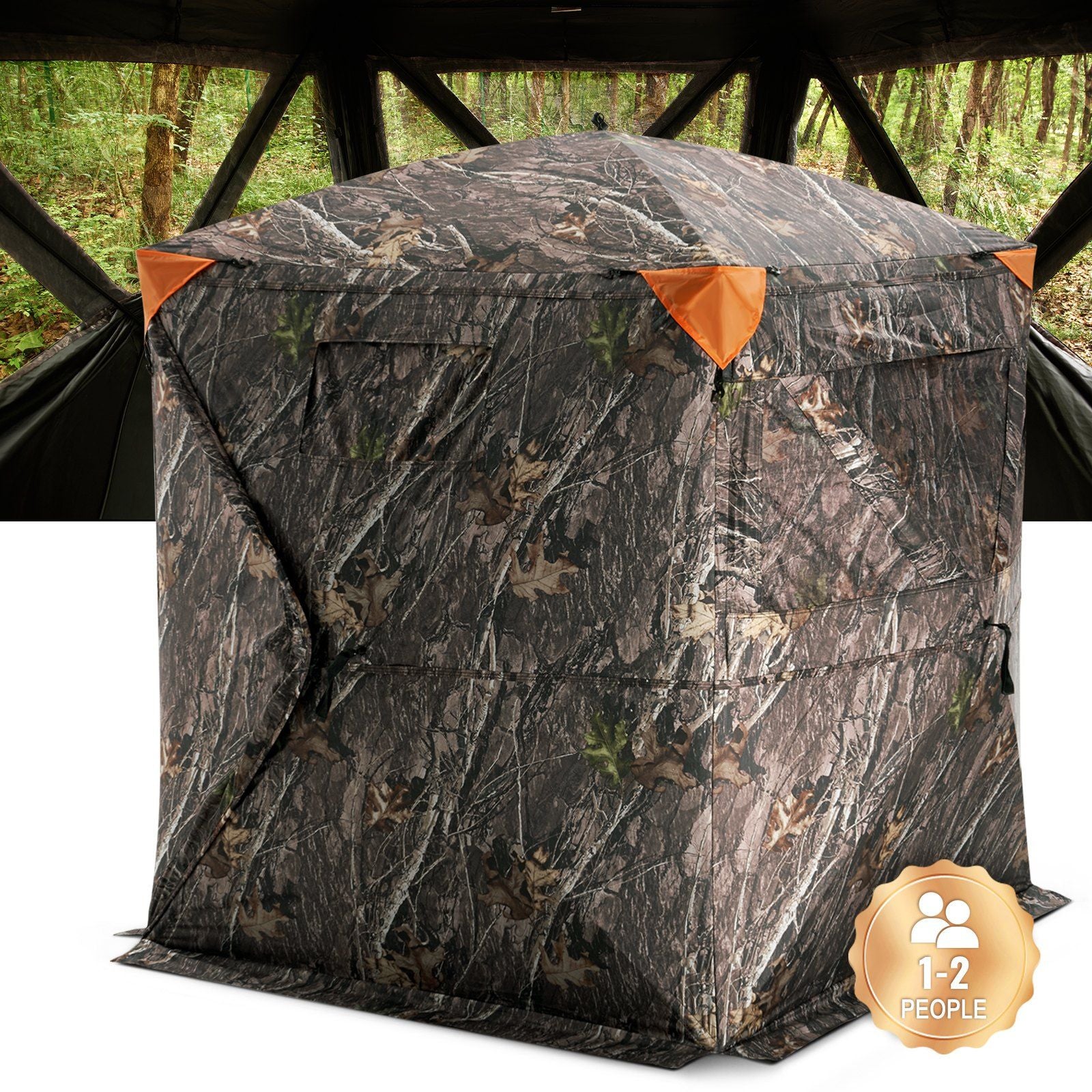 Vevor Hunting Blind, 270 See Through Ground Blind, 1-2 Person Pop Up Deer Blind For Hunting With Carrying Bag, Portable Resilien