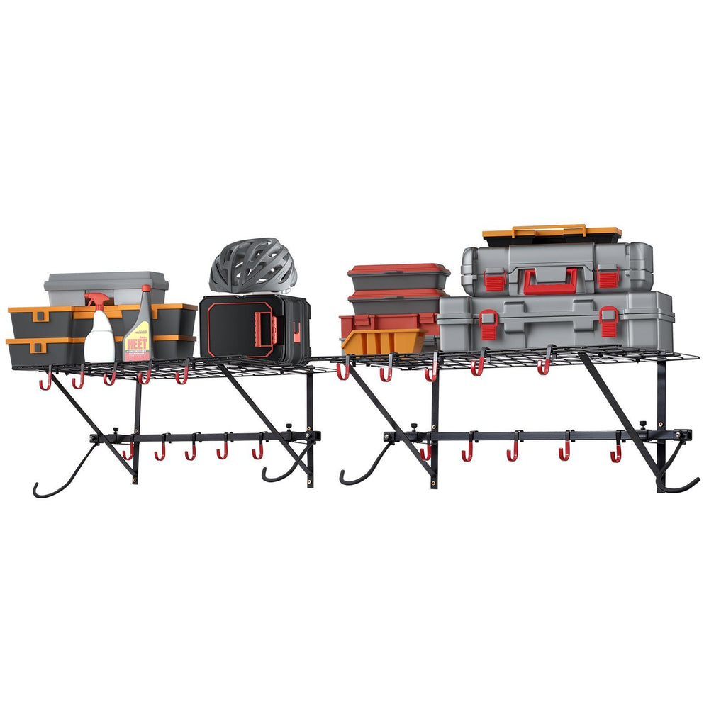 Vevor Bike Storage Rack Wall Mount Garage Bike Holder & 2 Shelves For 4 Bicycles