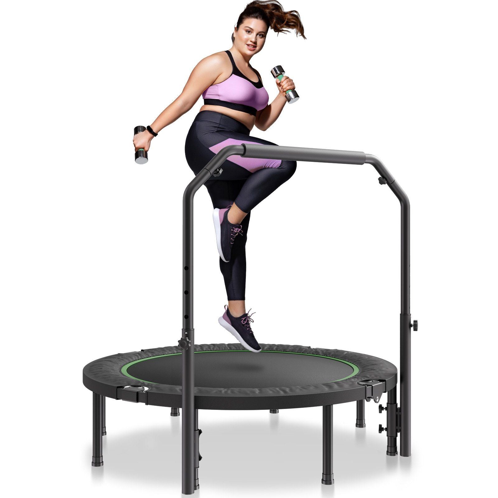 VEVOR 52 Foldable Mini Fitness Trampoline Adults Exercise Rebounder with Handle