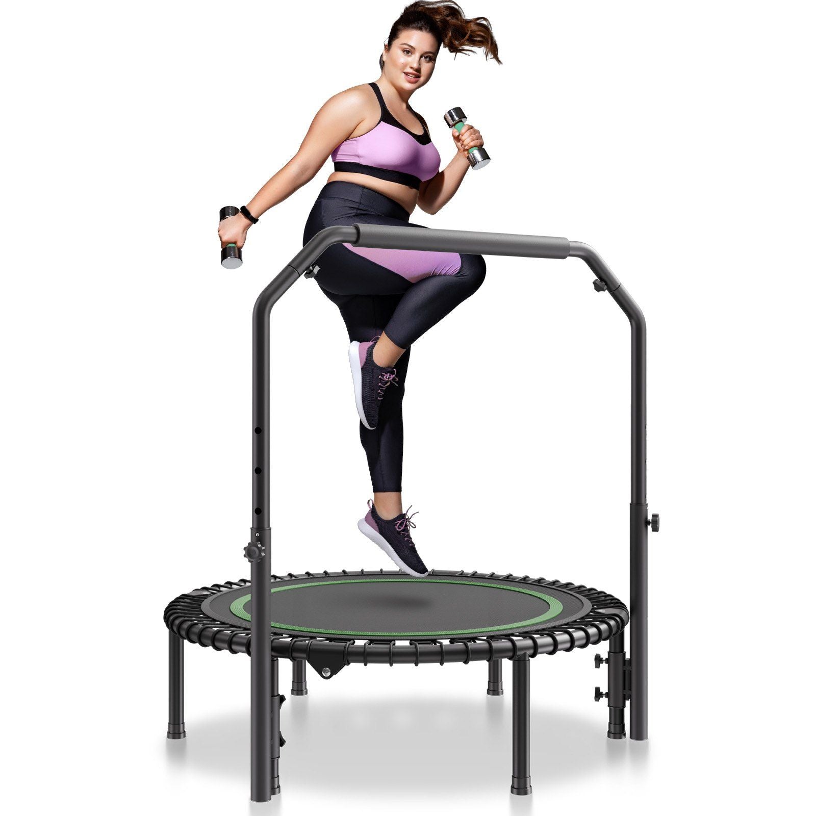 VEVOR 40 Foldable Mini Fitness Trampoline Adults Exercise Rebounder with Handle