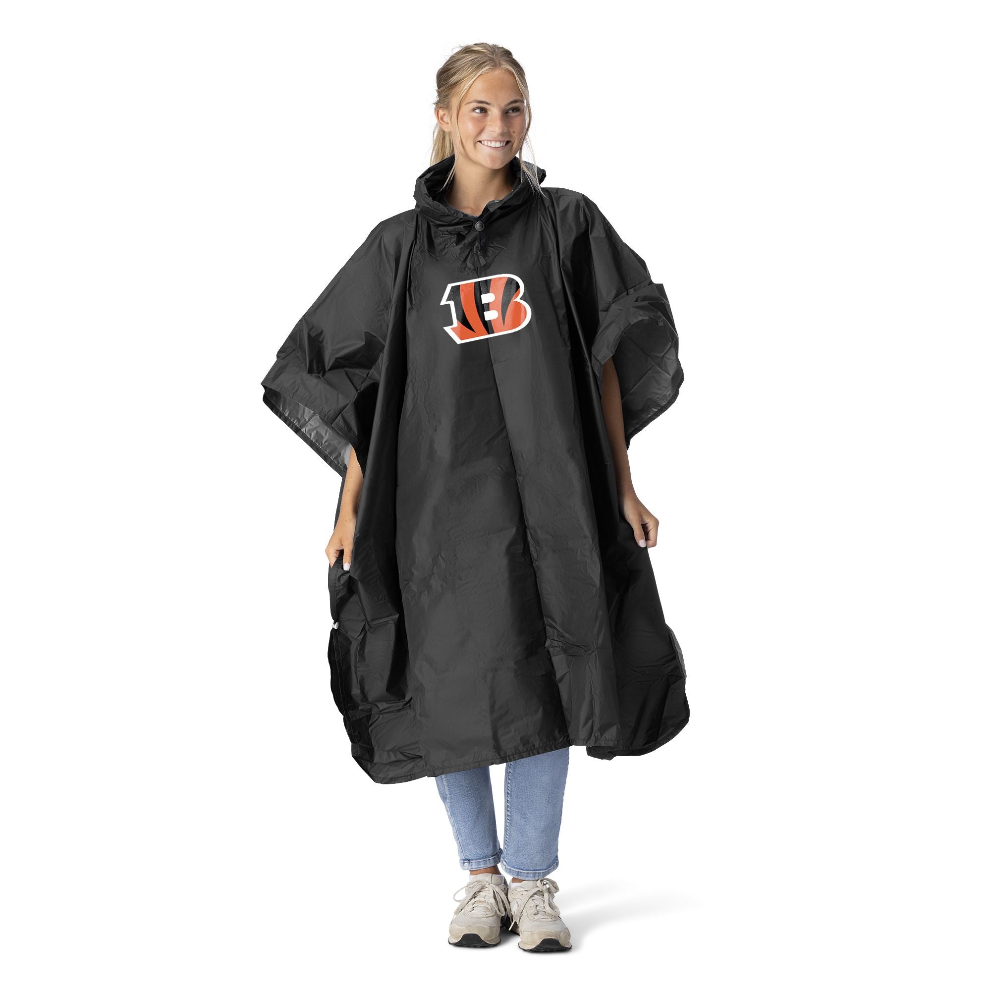 Cincinnati Bengals NFL Black Deluxe Pullover Poncho with Mesh Bag 49x44 inches