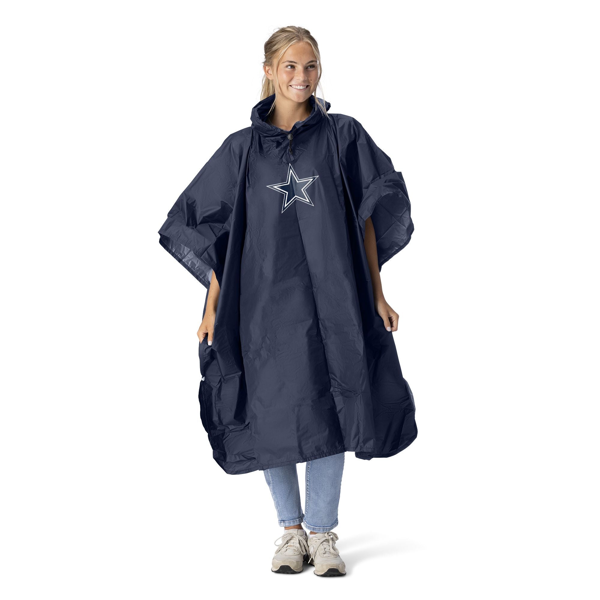 Dallas Cowboys NFL Navy Deluxe Pullover Poncho with Mesh Bag 49x44 inches