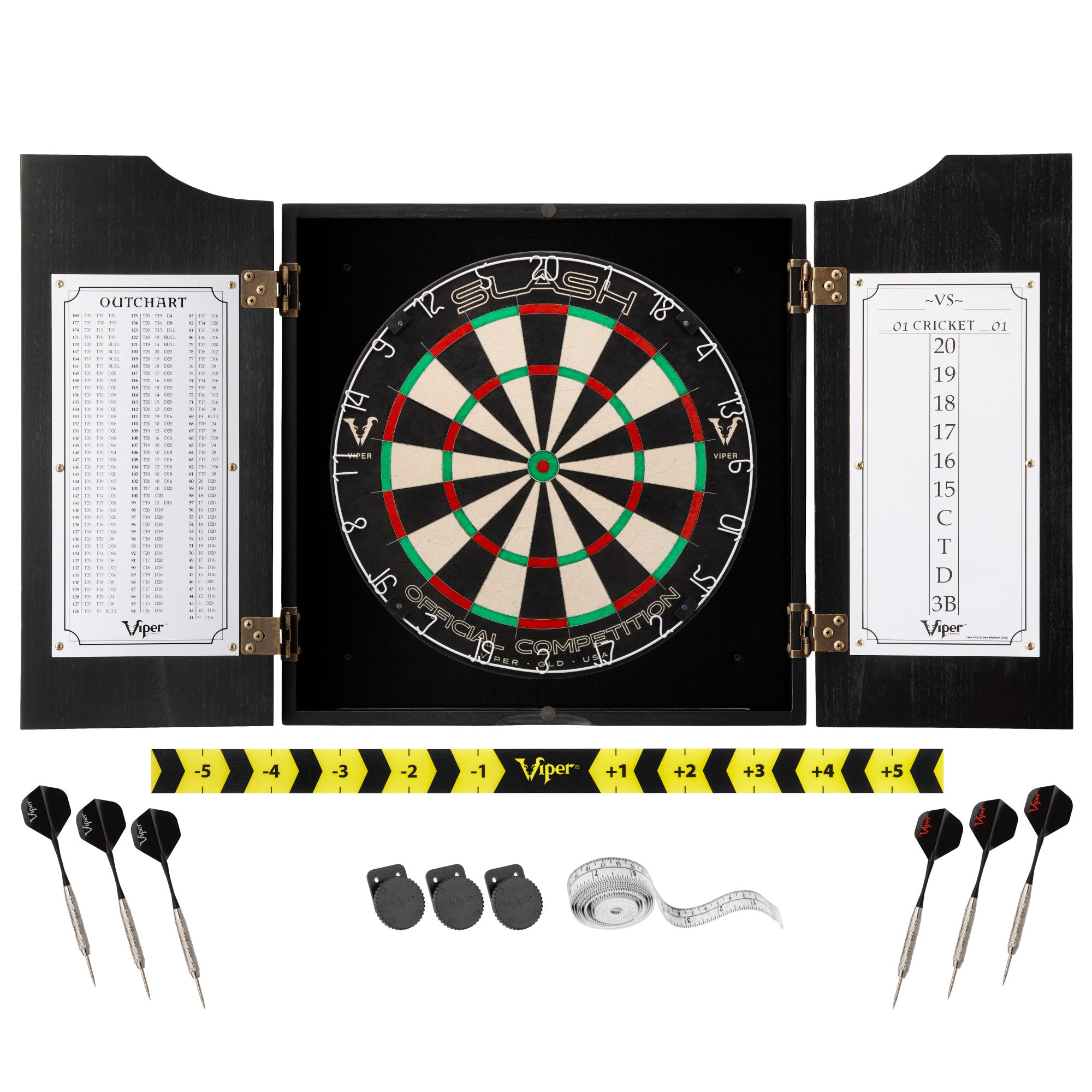 Viper Hudson Dartboard Cabinet Black And Slash Sisal Dartboard