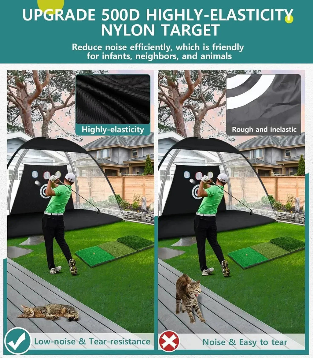 SwingRex 10x7 Golf Practice Net – Golf Hitting Net for Backyard & Garage