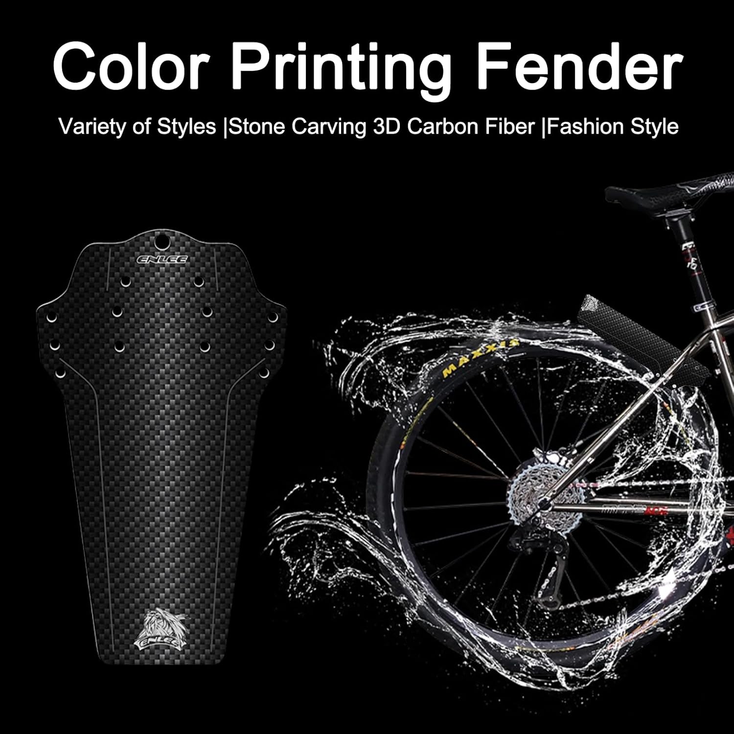 ENLEE 1PC Mountain Bike Fender - Lightweight Flexible MTB Mud Guard, Waterproof Heat-Resistant Bicycle Fenders, Universal Front and Rear 26", 27.5", 29" Plus Size and Fat Bike Wheel Sizes
