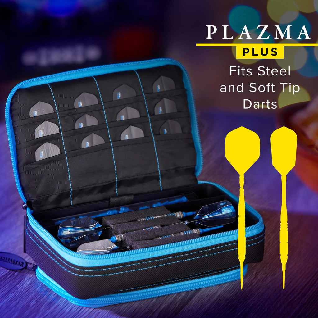 Casemaster Plazma Plus Dart Case Black With Blue Zipper And Phone Pocket