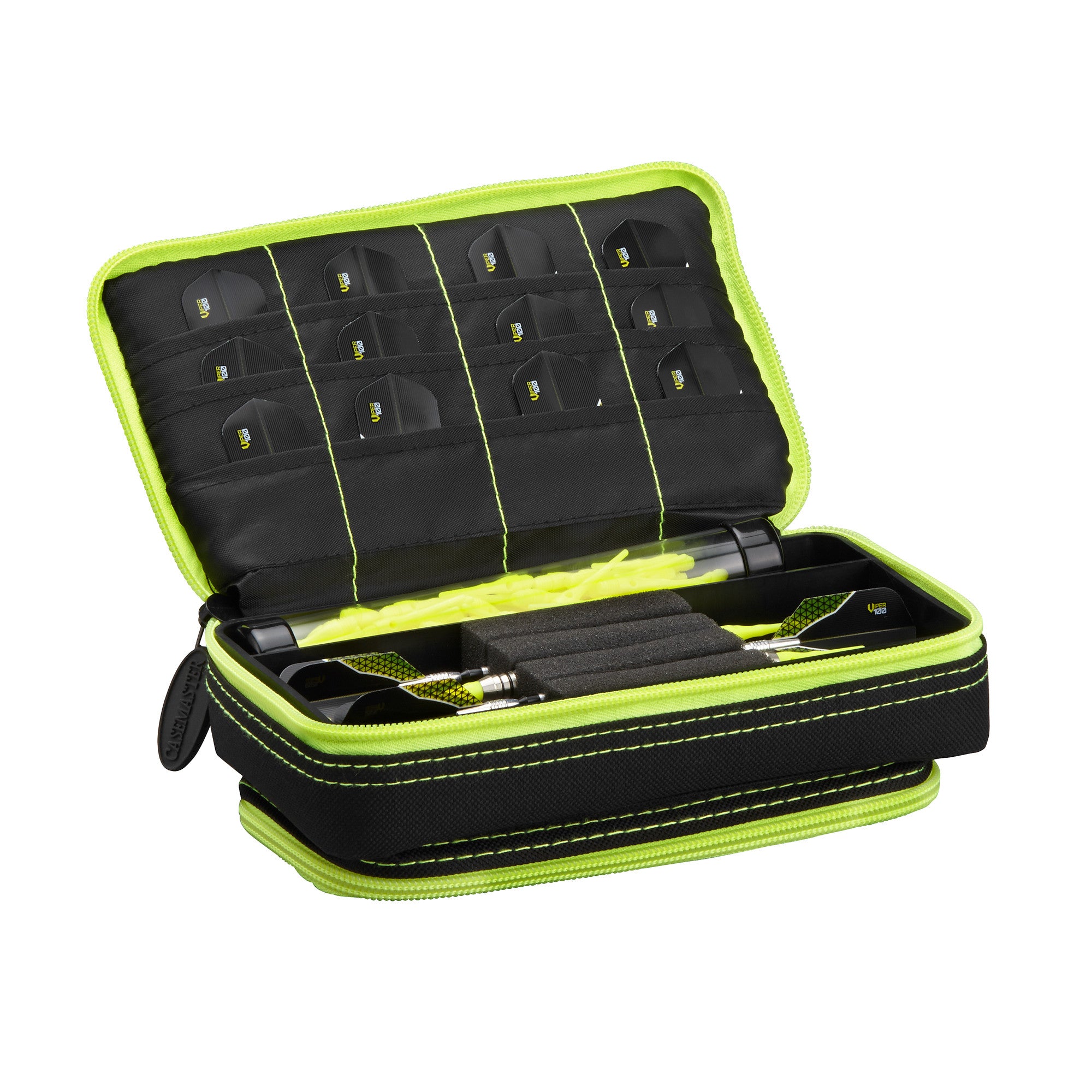 Casemaster Plazma Plus Dart Case Black With Yellow Zipper And Phone Pocket