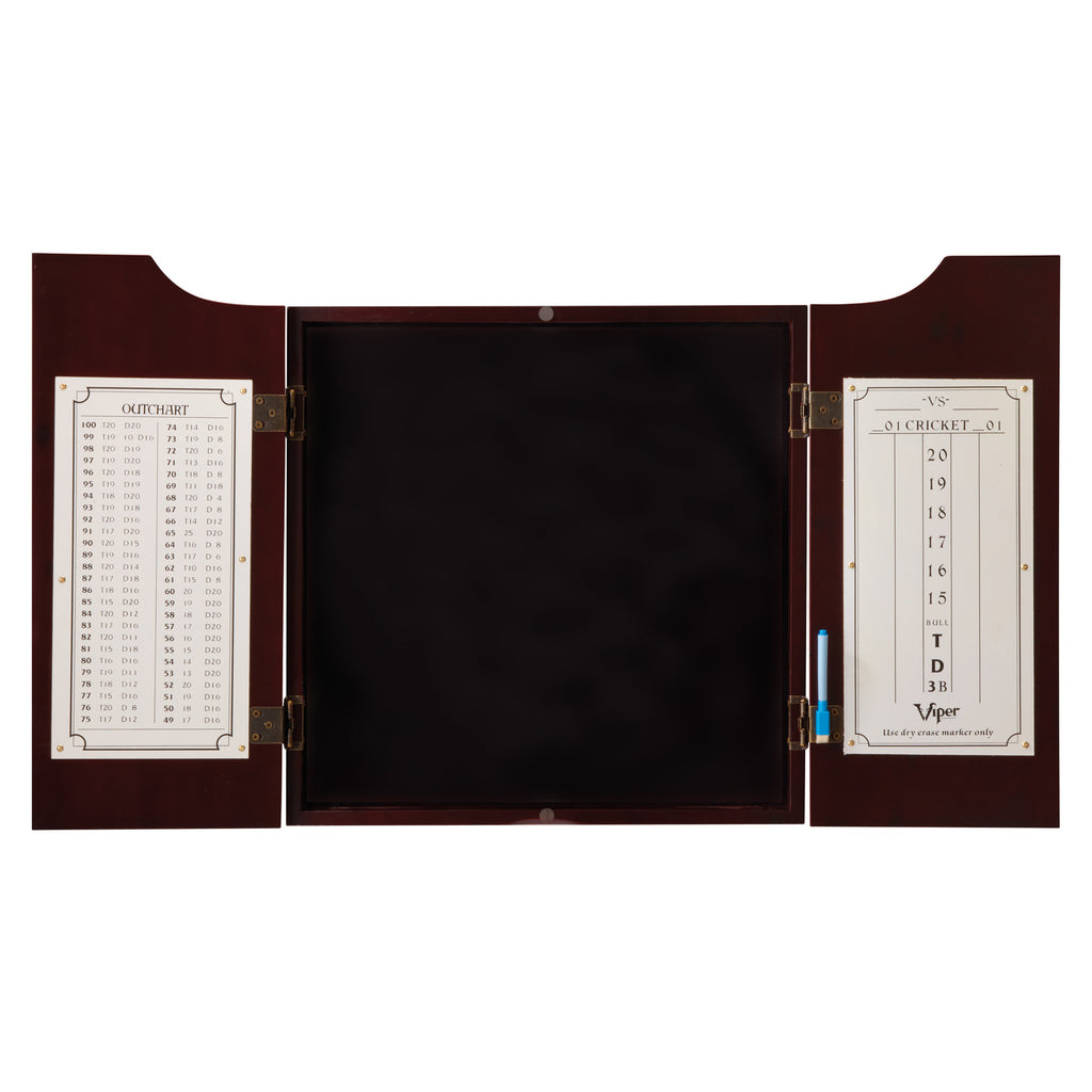 Viper Hudson Dartboard Cabinet, Viper Dead-On Bristle Dartboard, Viper Black Mariah Steel Tip Darts 22 Grams, And Viper Vinyl Da