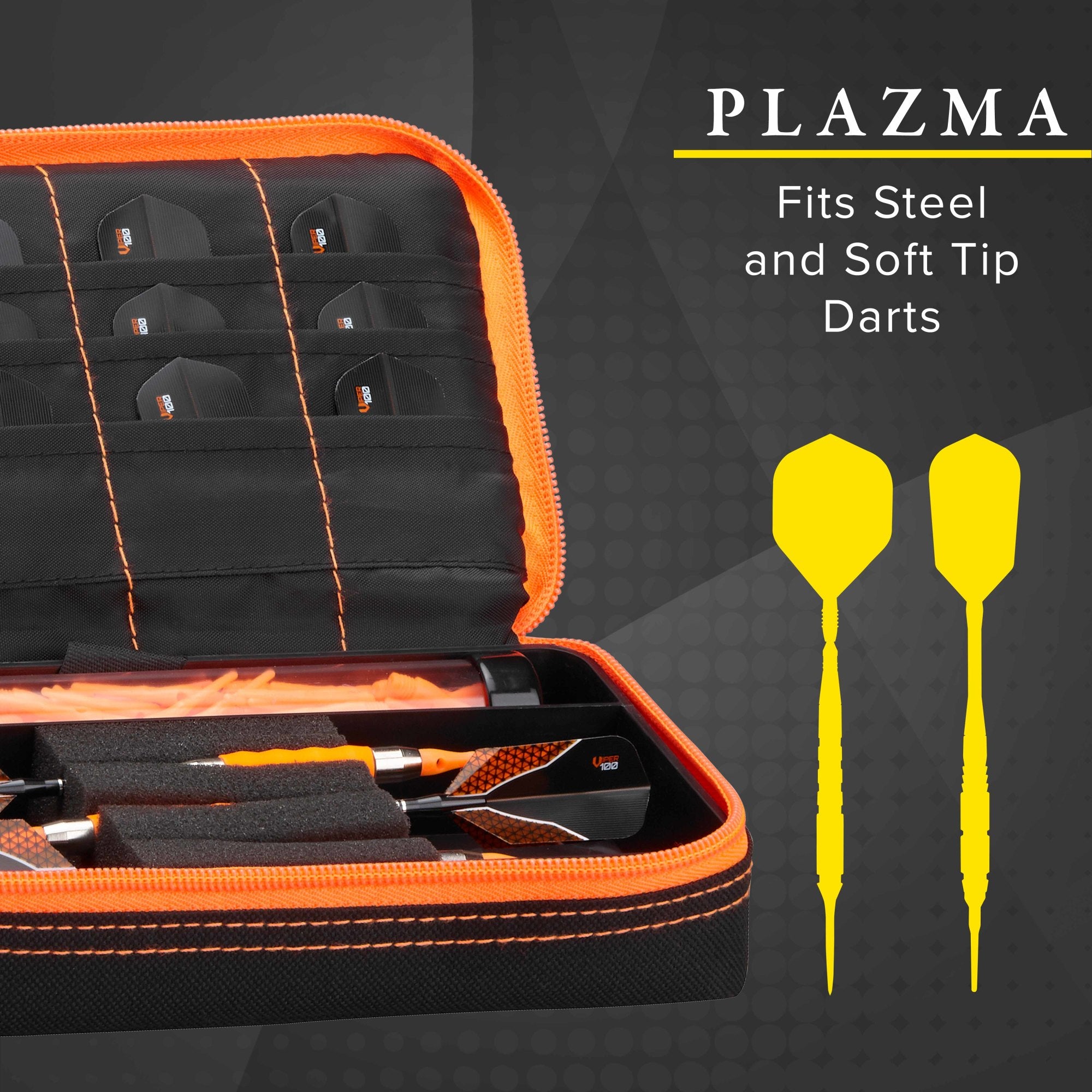 Casemaster Plazma Dart Case Black With Orange Zipper