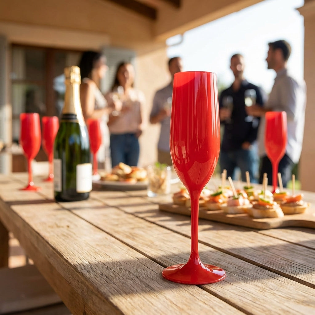 Red Cup Living 5 oz Red Reusable Stemmed Wine Cups