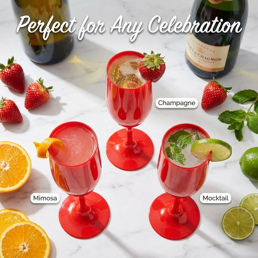 Red Cup Living 5 oz Red Reusable Stemmed Wine Cups