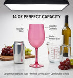 Red Cup Living 14oz Stemmed Plastic Wine Glasses, Reusable Shatterproof Wine Cups