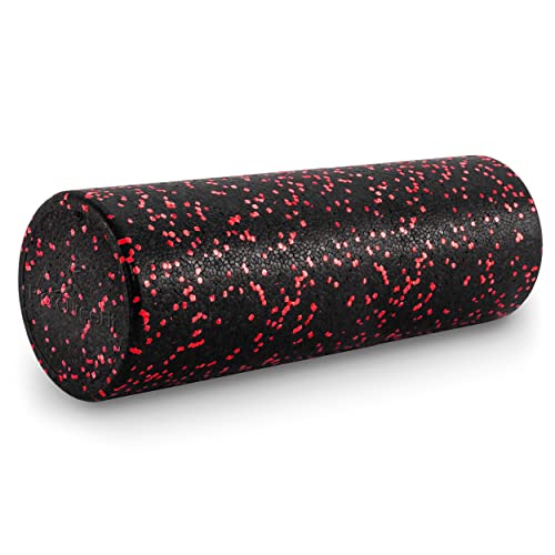 High Density Speckled Foam Roller 18x6in, Black/Red