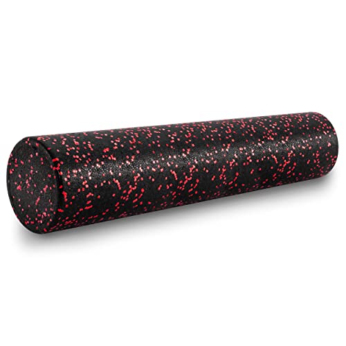 High Density Speckled Foam Roller 36x6in, Black/Red