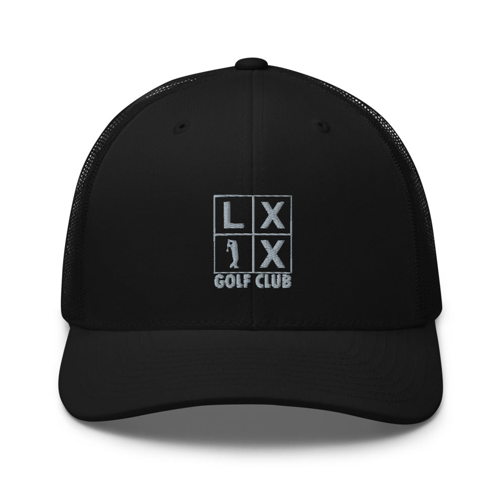 Four Box Logo Trucker Hat — Mesh-Back Snapback Cap (Gray Logo)