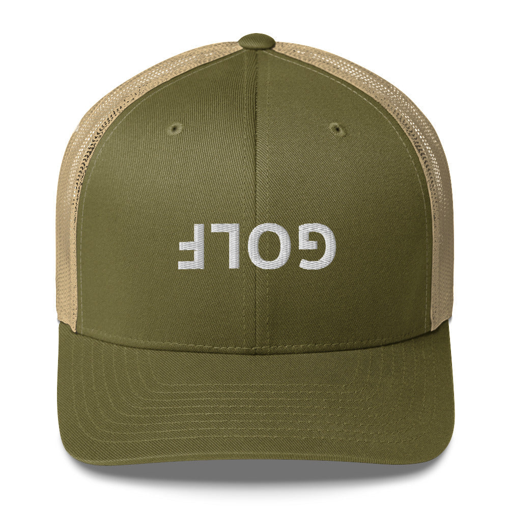 Upside Down Golf Trucker Cap - White Logo