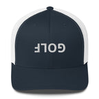 Upside Down Golf Trucker Cap - White Logo