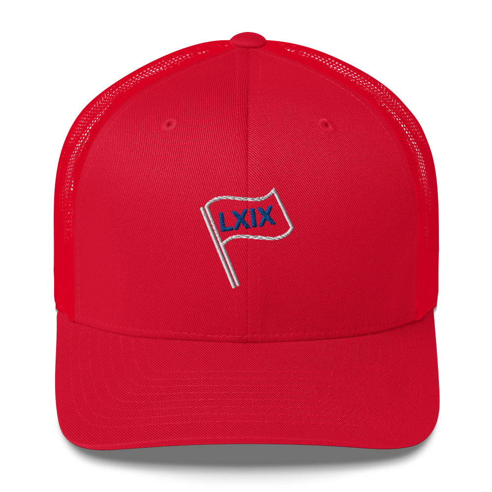 Red White and Blue Trucker Hat — Red Snapback Cap