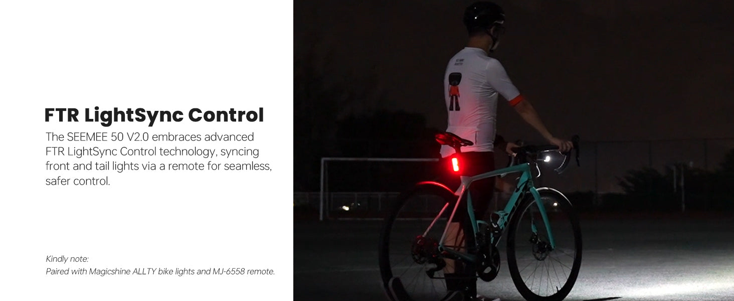 Magicshine Tail Light SEEMEE 50 V2.0, Rear Bike Light with USB C Rechargeable, 50 Lumen IPX6 Waterproof Bicycle Tail Lights for Night Riding, Smart Cycling Safety Bike Taillights