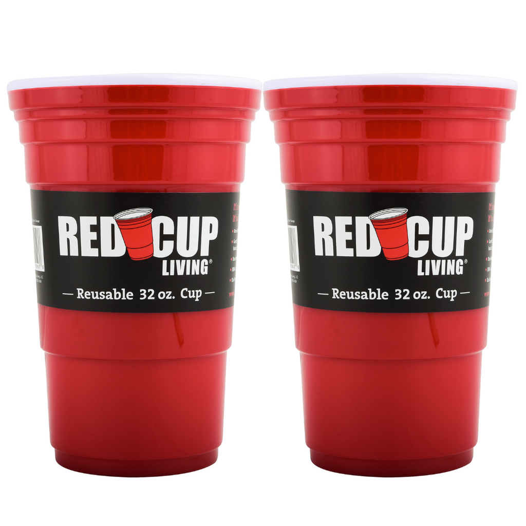 Redcupliving 32oz Reusable Party Cups, Pack of 6, Leakproof & BPA-Free
