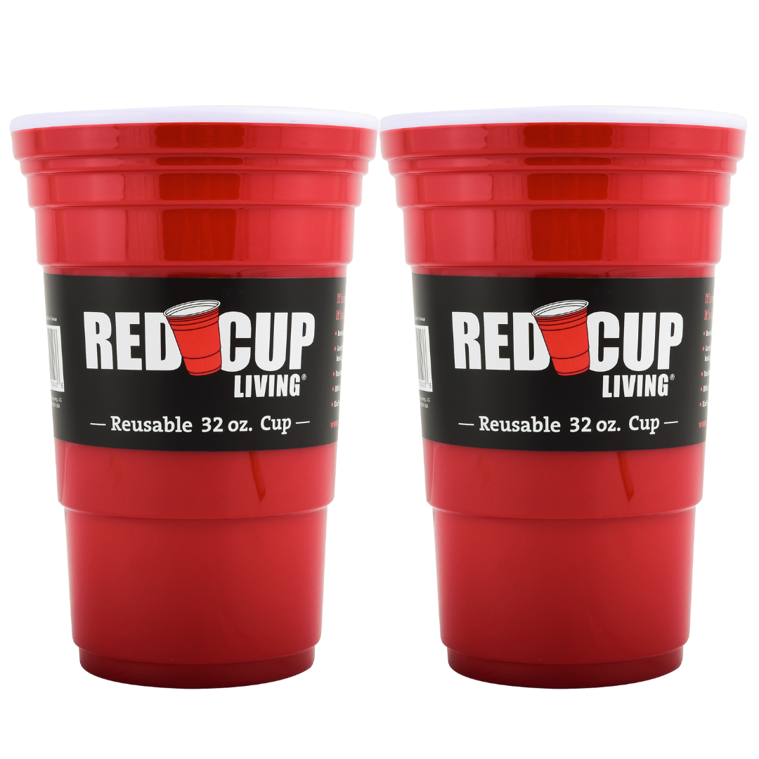 Redcupliving 32oz Reusable Party Cups, Pack of 6, Leakproof & BPA-Free
