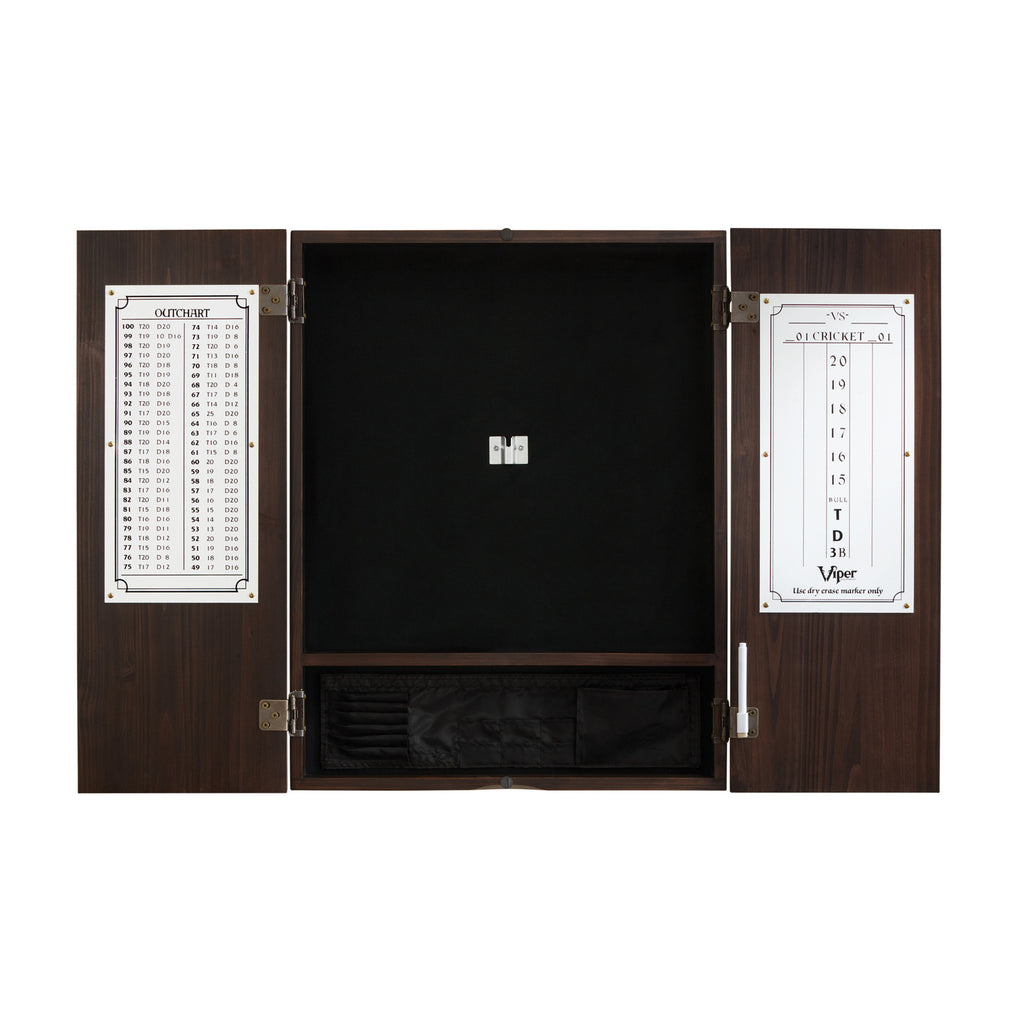 Viper Espresso Metropolitan Steel Tip Cabinet, Viper Razorback Sisal Dartboard, Viper Underground Raven Steel Tip Darts 25 Grams