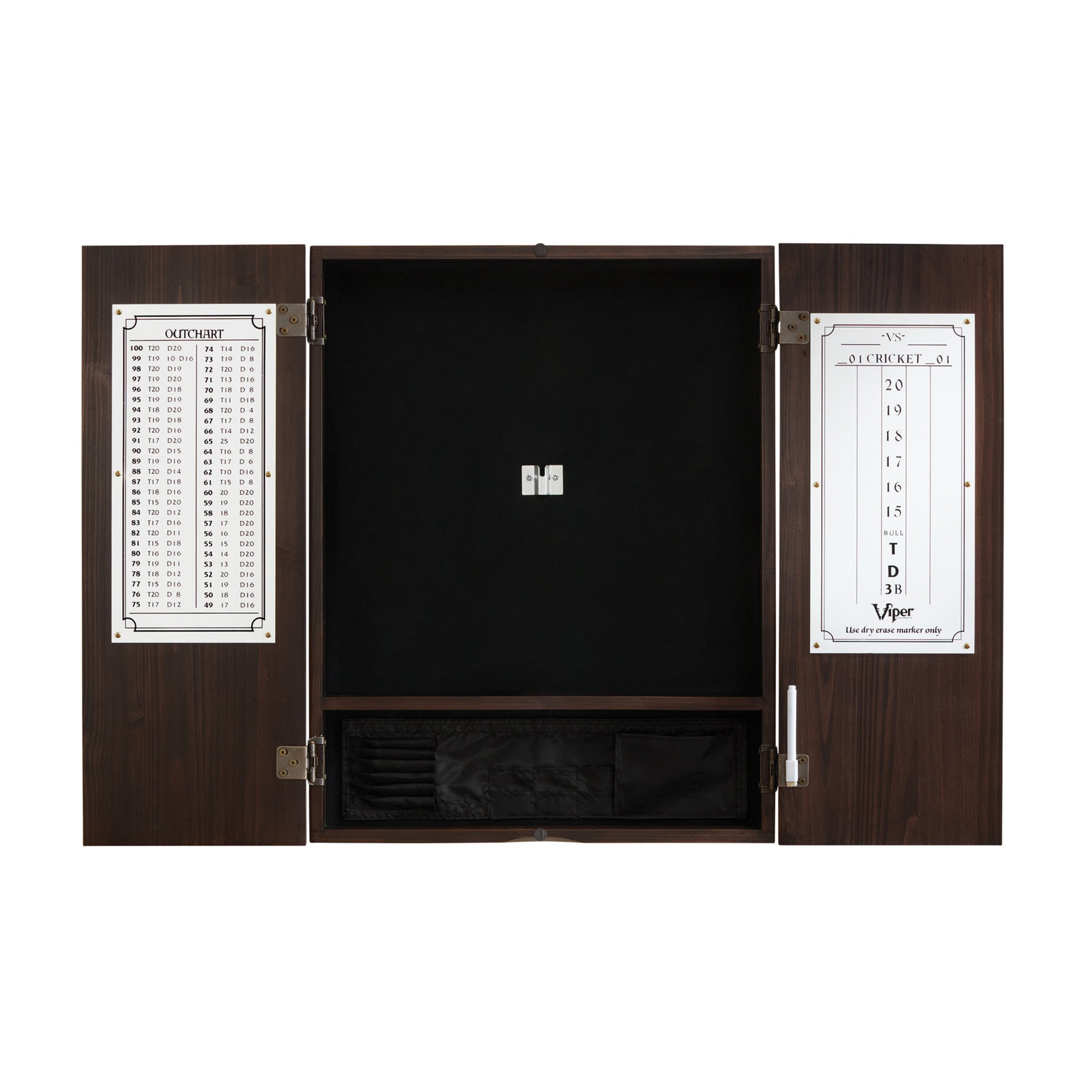 Viper Espresso Metropolitan Steel Tip Cabinet, Viper Razorback Sisal Dartboard, Viper Underground Raven Steel Tip Darts 25 Grams