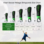 Malaga Soccer Shin Guard with Adjustable Straps-Black/N. Green - Vizari Sports