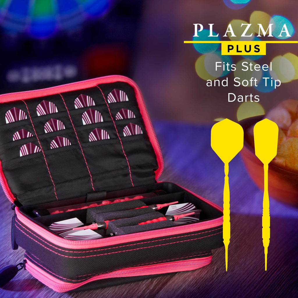 Casemaster Plazma Plus Dart Case Black With Pink Zipper And Phone Pocket