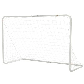 Franklin Sports Competition Soccer Goal - Steel Backyard Soccer Goal With All Weather Net - Includes 6 Ground Stakes - 6'X4' - Silver