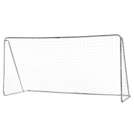 Franklin Sports Competition Soccer Goal - Steel Backyard Soccer Goal With All Weather Net - Includes 6 Ground Stakes - 12'X6' Soccer Goal - Silver