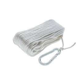 Seachoice Anchor Line Rope, Hollow Braid, Polypropylene, White, Spring Hook, 316 In X 100 Ft