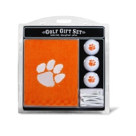 Team Golf Ncaa Clemson Tigers Gift Set Embroidered Golf Towel, 3 Golf Balls, And 14 Golf Tees 2-34 Regulation, Tri-Fold Towel 16 X 22 & 100% Cotton, Multi Team Color, One Size (20620)
