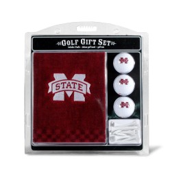 TEAM GOLF NCAA Mississippi State Bulldogs Gift Set Embroidered Golf Towel, 3 Golf Balls, and 14 Golf Tees 2-3/4