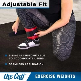 The Cuff Original Adjustable Ankle and Wrist Weight for Training, Dance, Running, Cardio, Aerobics, Toning, and Physical Therapy for Men and Women, 8 lb, Red
