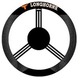 Fremont Die NCAA Texas Longhorns Poly-Suede Steering Wheel Cover, Fits Most Standard Size Steering Wheels, Black/Team Colors