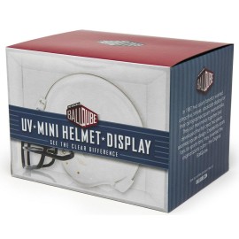 The Original BALLQUBE Mini Football Helmet Display Case - 7 Inch Crystal Clear Display Holder That Fits All Models of Miniature Football Helmets, Goalie Masks, and Other Small Sports Gear